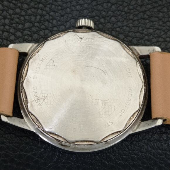 Vintage 1990 Enicar Automatic Mens Silver Watch & Orange accents - Picture 8 of 9